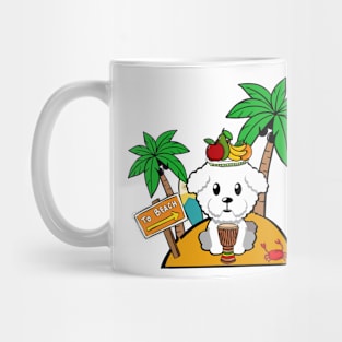 Cute Furry Dog on a tropical island Mug